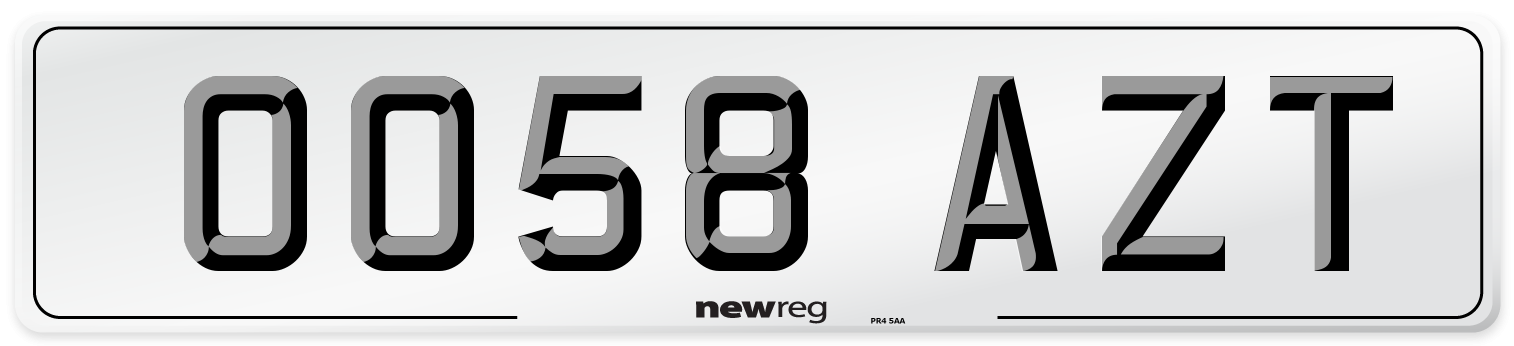 OO58 AZT Number Plate from New Reg